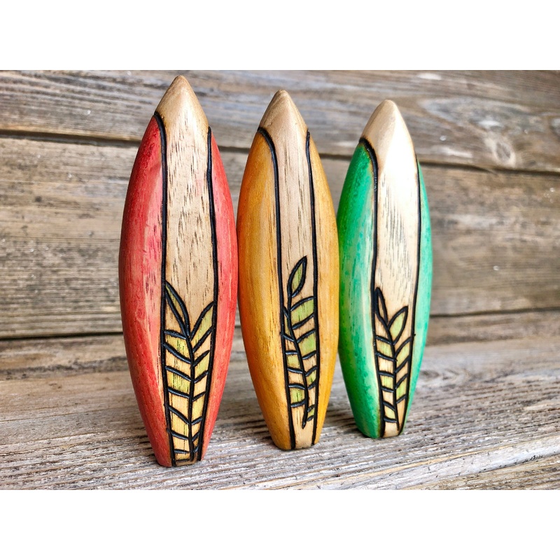 Wooden Retro Surf Board Toy~ Blue, Yellow, Or Red