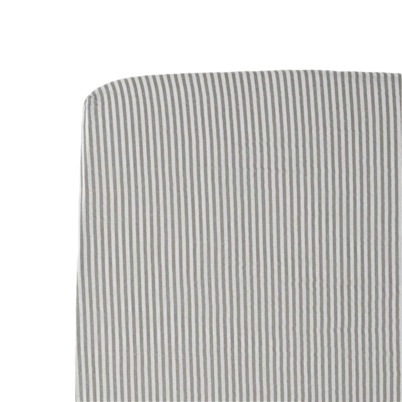Cotton Muslin Crib Sheet – Grey Stripe