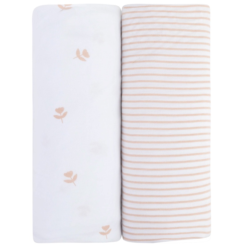 Bassinet Sheet Set – Mauve Tulips & Stripes
