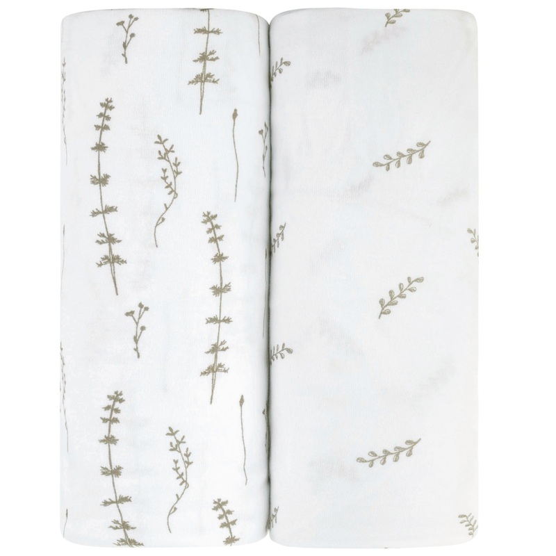 Bassinet Sheet Set – Forest Grey Leaf