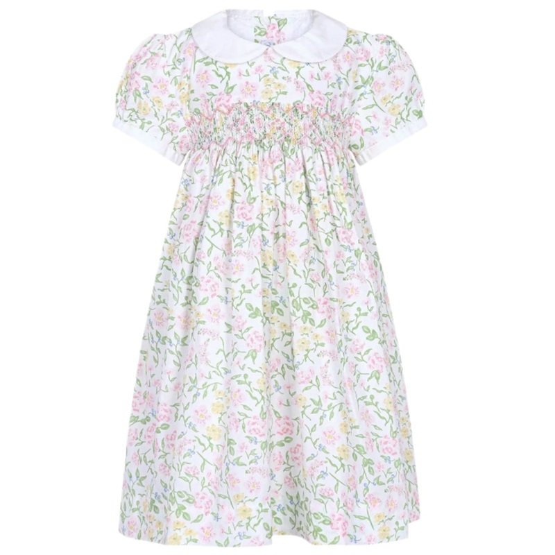 Berry Wildflowers Print Smocked Dress