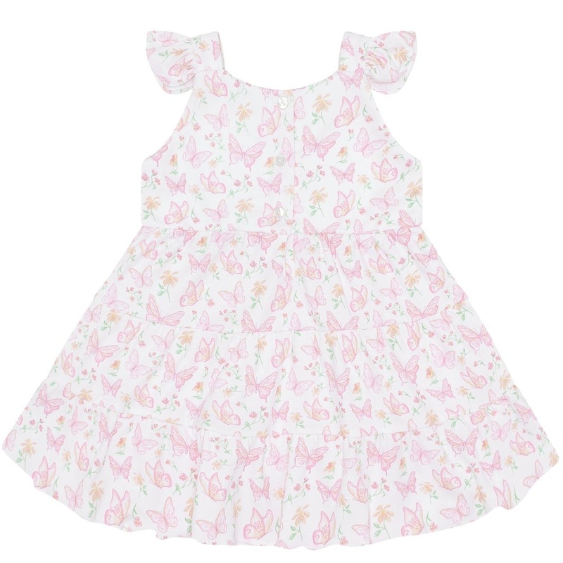 Butterflies Print Ruffle Dress