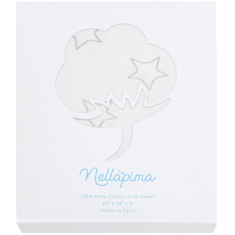 Grey Stars Print Crib Sheets