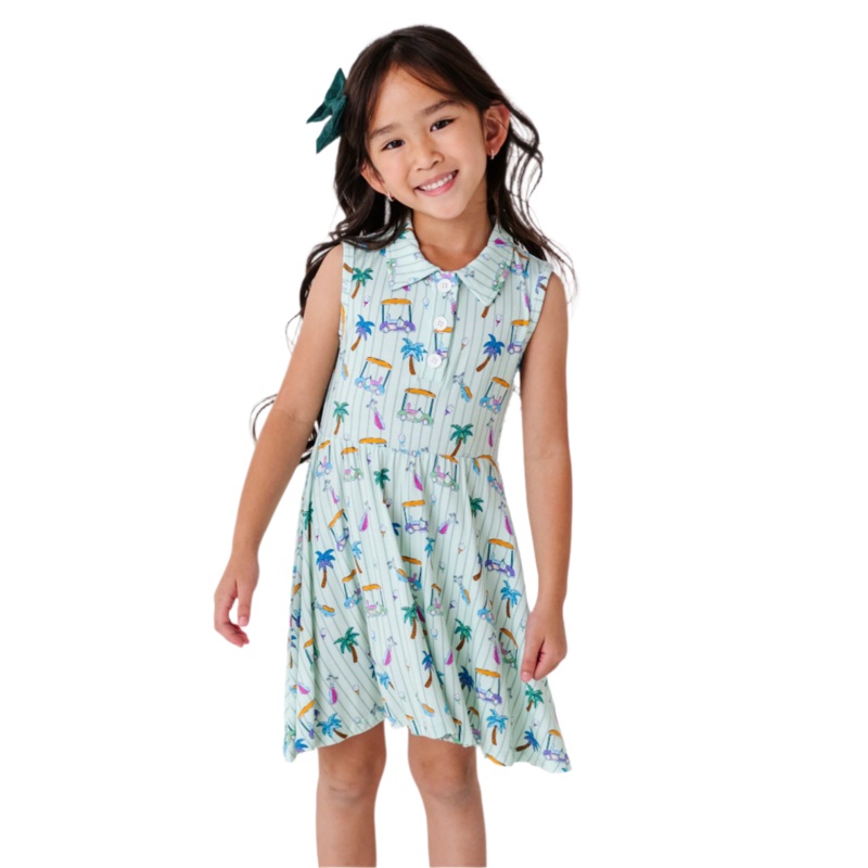 It’s Fore O’Clock Somewhere Girls Collared Dress