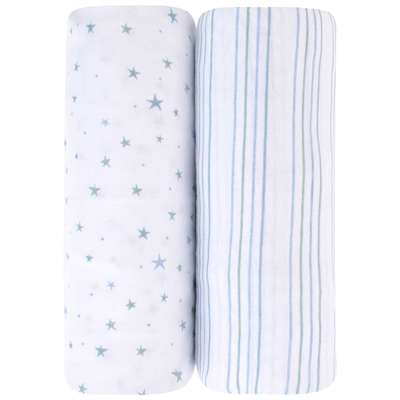 Pack N Play I Portable Crib Sheet Set – Dusty Blue Stars