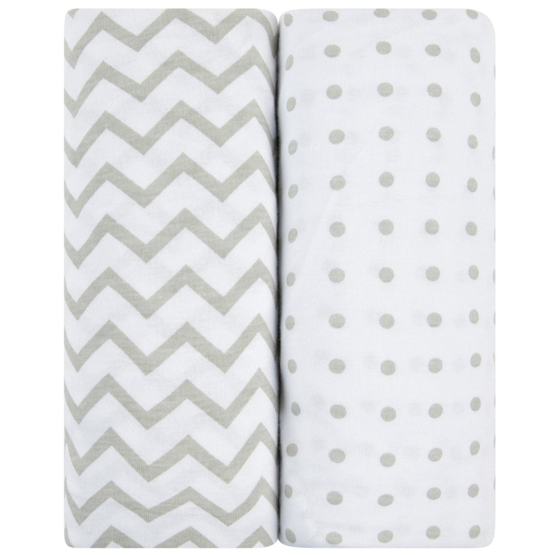 Waterproof Bassinet Sheet Set – Grey Chevron & Polka Dot
