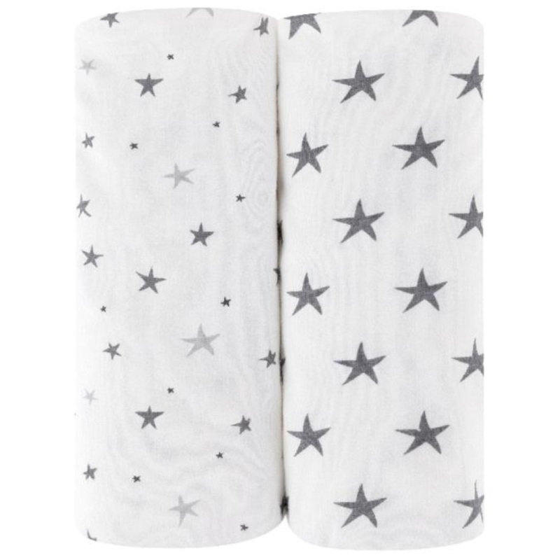 Waterproof Bassinet Sheet Set – Grey Stars