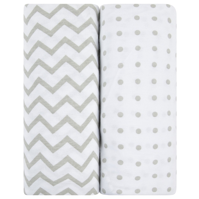 Waterproof Crib Sheet Set – Grey Chevron & Polka Dot