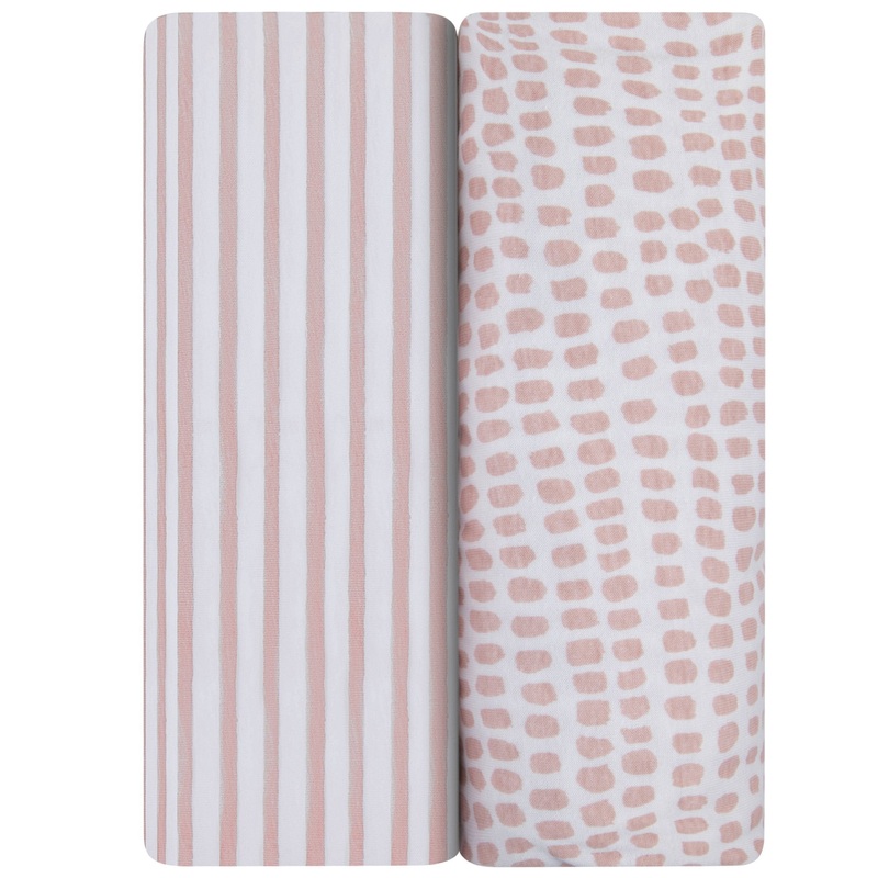 Waterproof Crib Sheet Set – Mauve Stripes & Splash