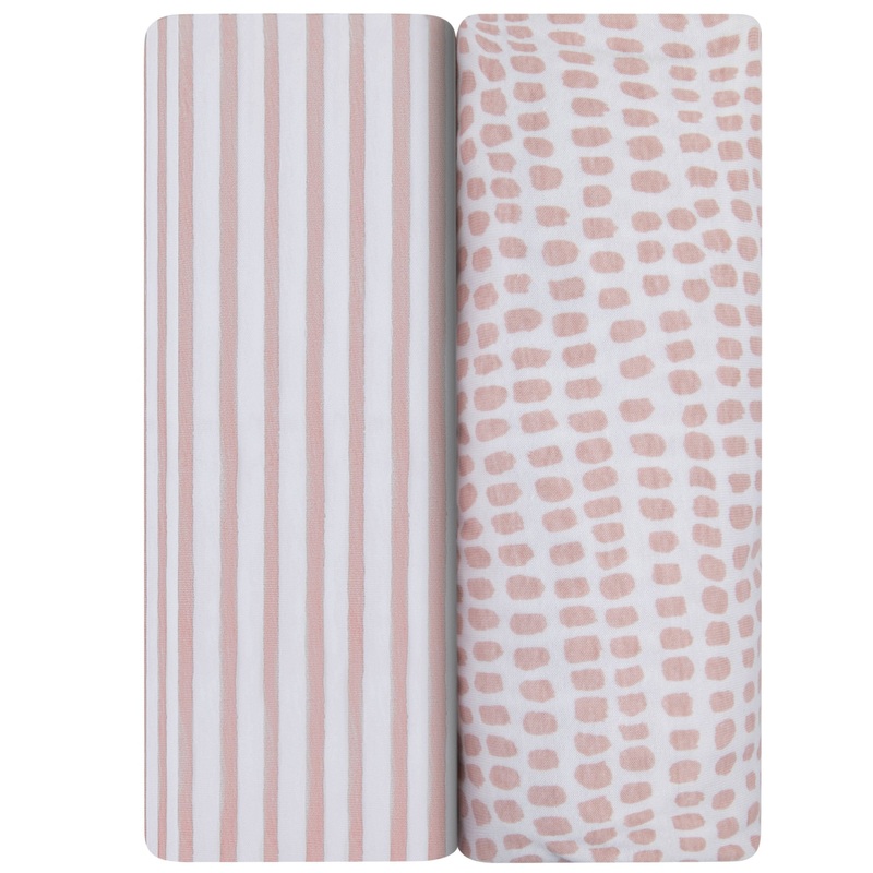 Waterproof Pack N Play I Portable Crib Sheet Set – Mauve Stripes & Splash