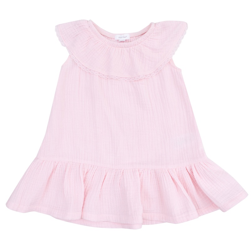 Circle Neck Ruffle Dress – Solid Muslin Ballerina