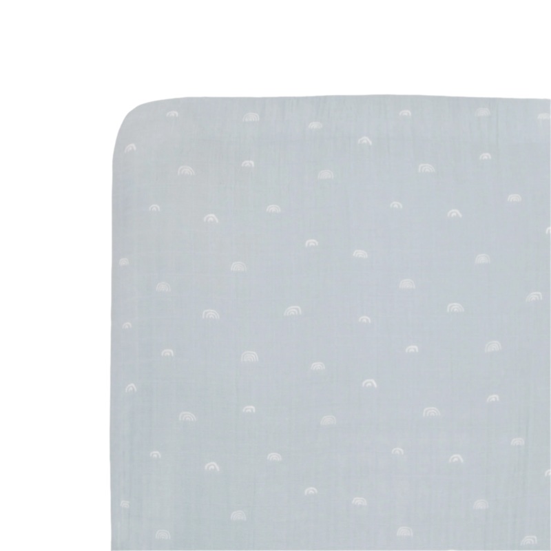 Cotton Muslin Crib Sheet – Blue Rainbow