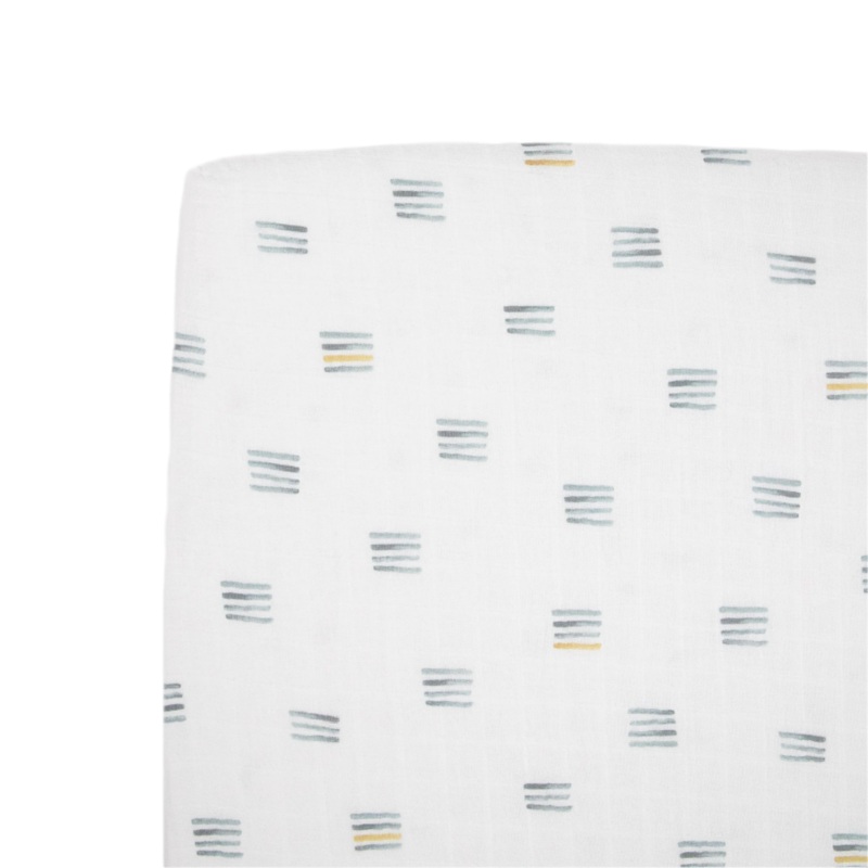 Cotton Muslin Crib Sheet – Blue Stacks
