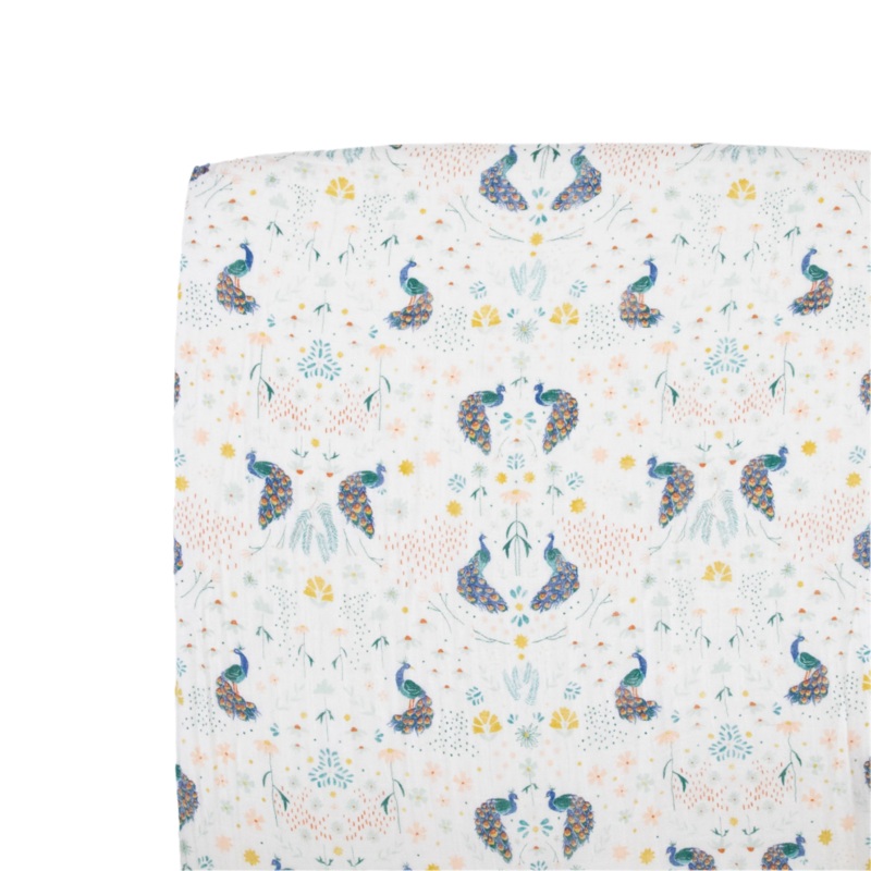 Cotton Muslin Crib Sheet – Peacock