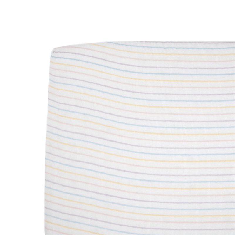 Cotton Muslin Crib Sheet – Unicorn Stripe