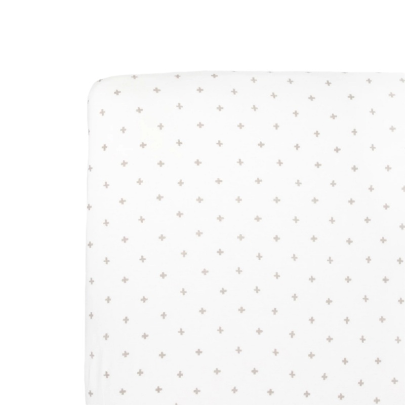 Stretch Knit Crib Sheet – Grey Cross