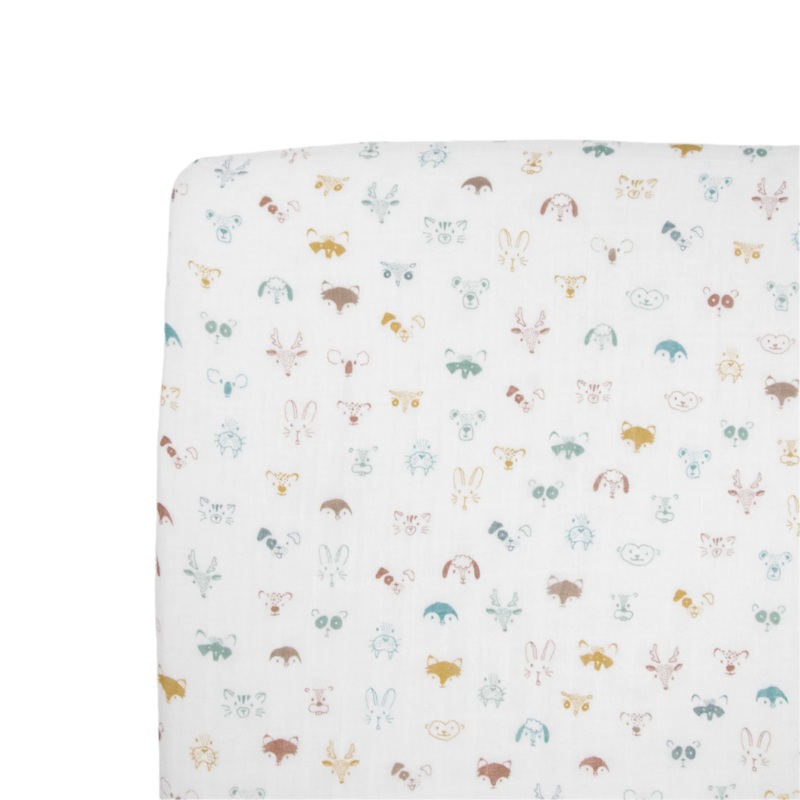 Cotton Muslin Crib Sheet – Animal Crowd