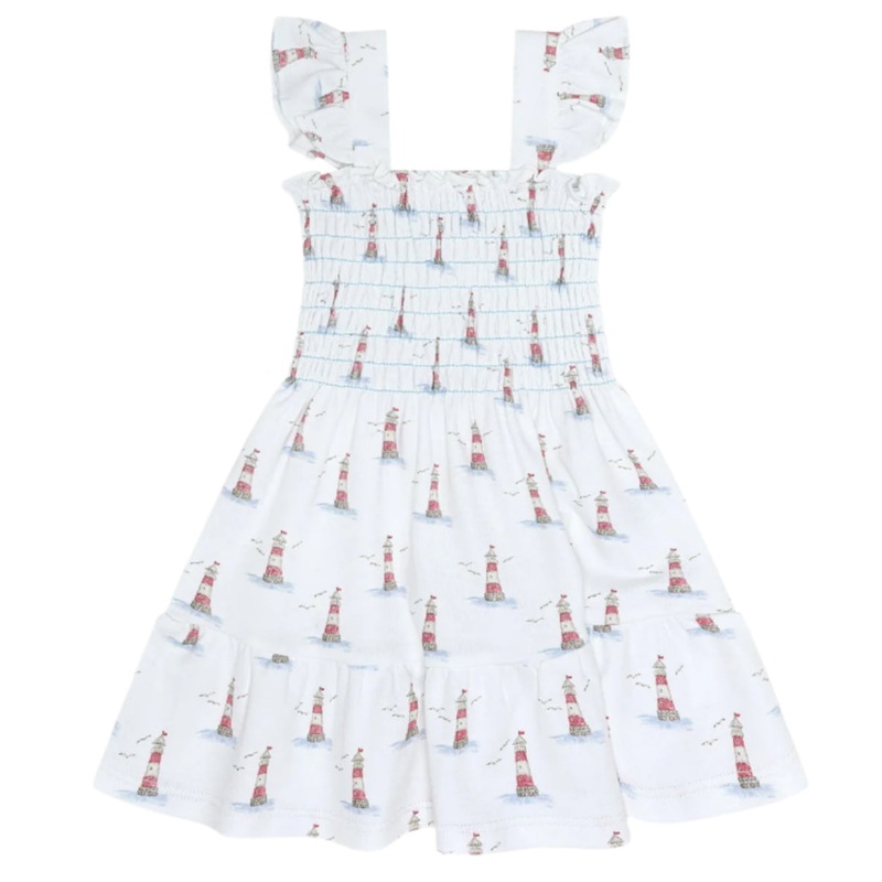 Lighthouse Print Gathered Dress