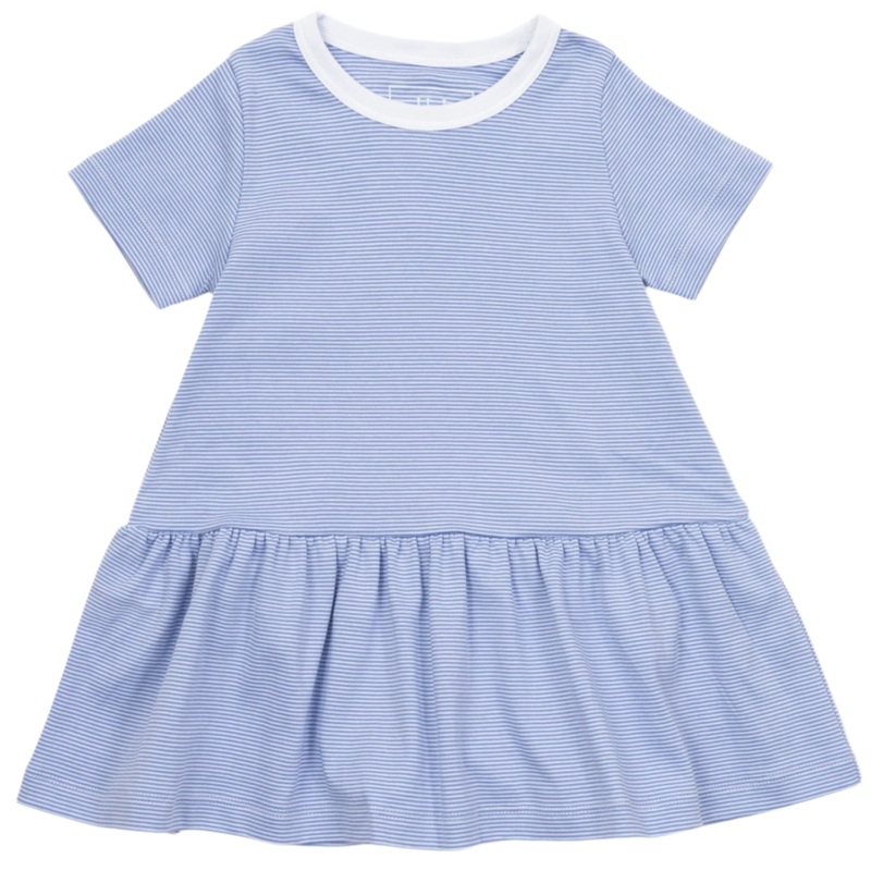 Lottie Girls’ Dress – Blue and White Stripes