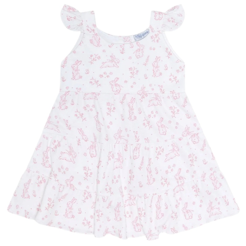Pink Bunny Toile Ruffle Dress
