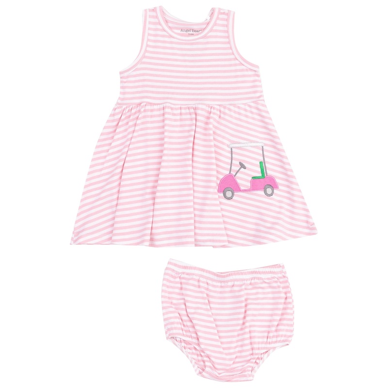 Tank Dress and Bloomer with Applique – Golf Pink Mini Gingham