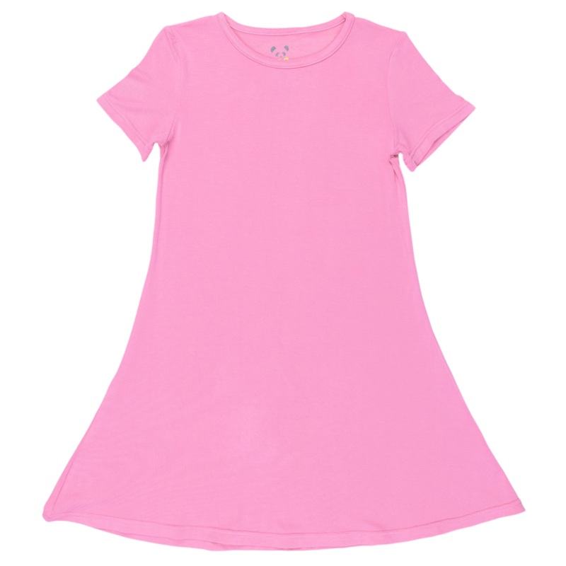 Bubblegum Pink Bamboo Girls’ Short Sleeve Dress