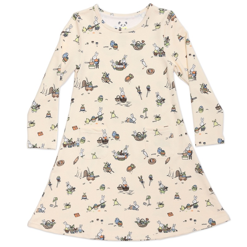 Bunny Workshop French Terry Girls’ Daywear Long Sleeve Dress