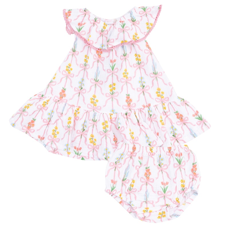 Circle Neck Ruffle Dress + Bloomer – Ribbon Bouquets