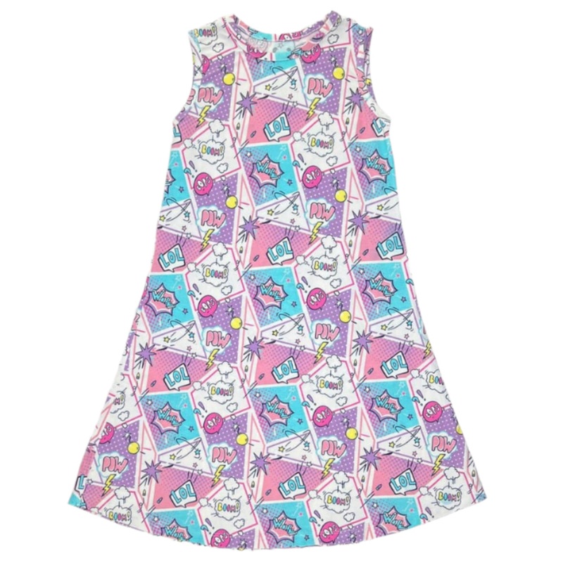 Comic Purple Bamboo Girls’ Sleeveless Dress