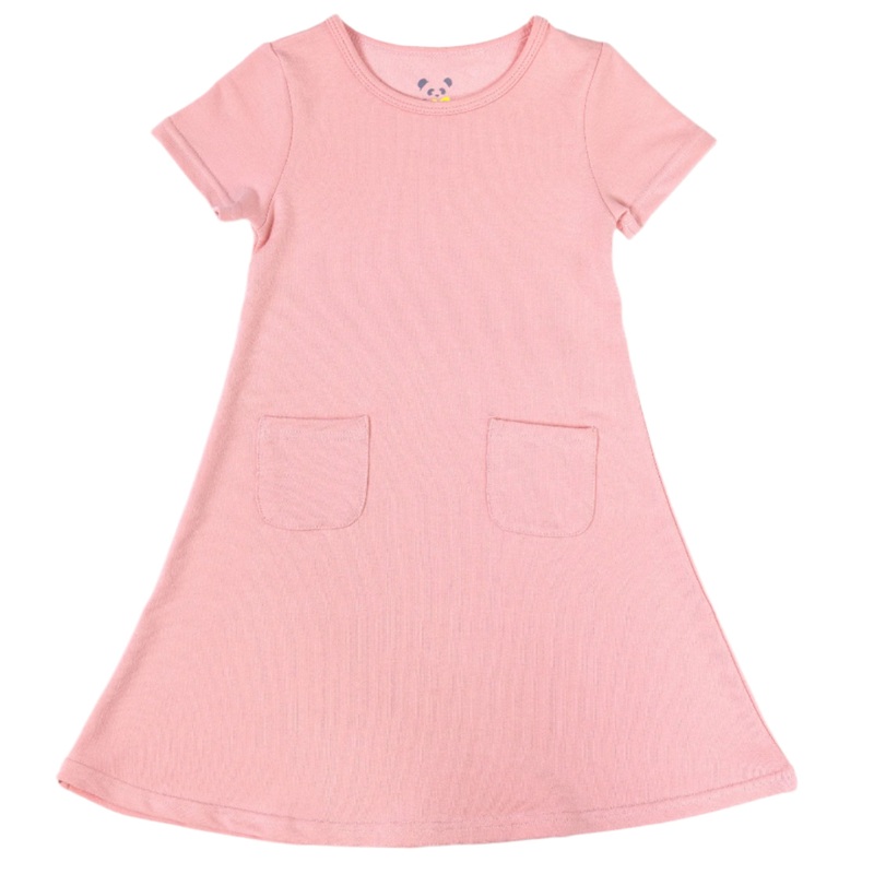 Dusty Rose Bamboo Terry Daywear Girls’ Short Sleeve Dress