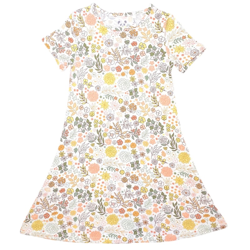 Fall Floral Bamboo Girls’ Short Sleeve Dress