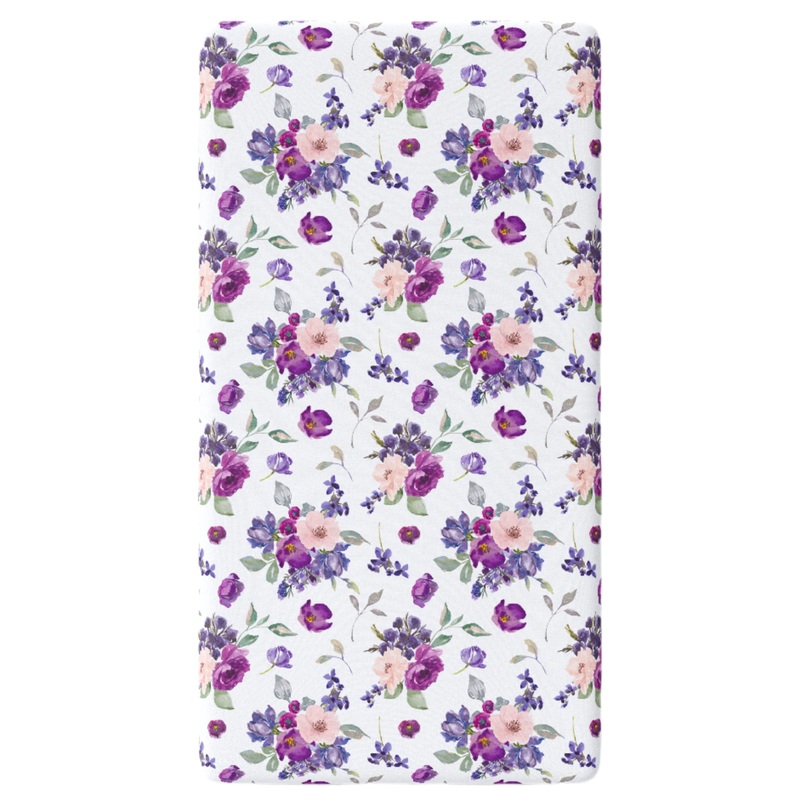 Fitted Crib Sheet – Purple & Blush Floral