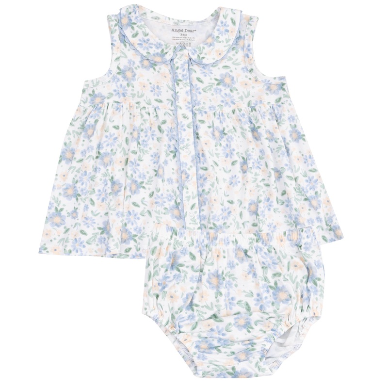 The Jill Peter Pan Button Front Dress with Ric Rac Trim and Diaper Cover – Baby Veronical Floral
