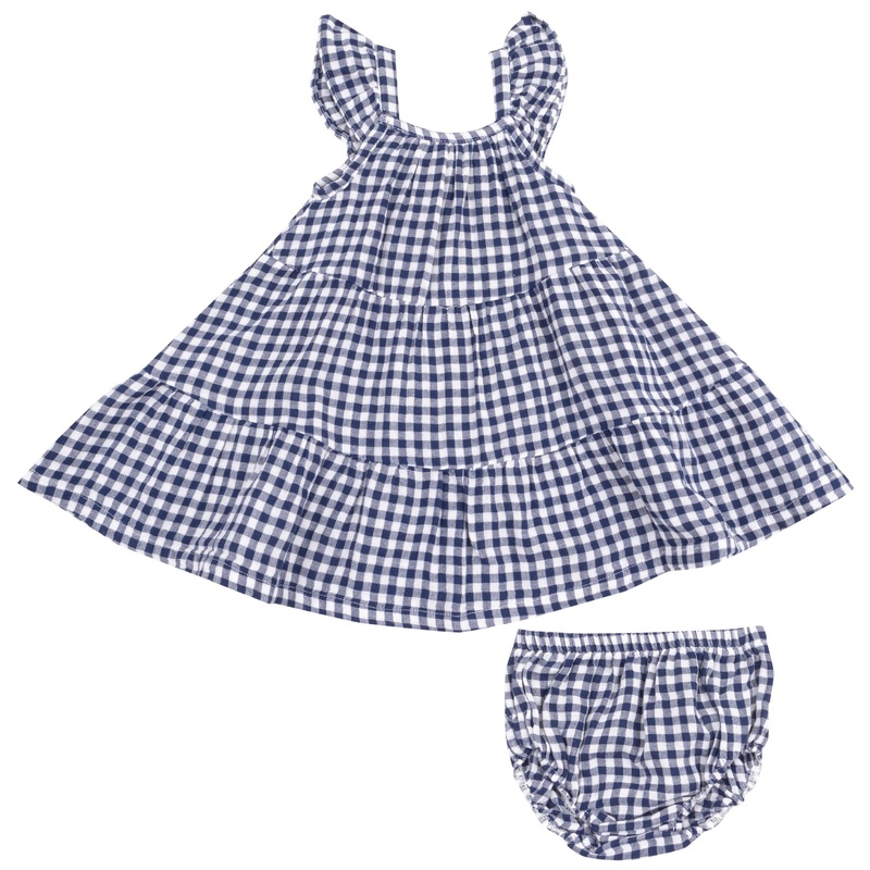 Twirly Sundress & Diaper Cover – Navy Gingham