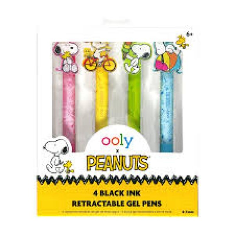 PEANUTS 4 BLACK INK RETRACTABLE GEN PENS