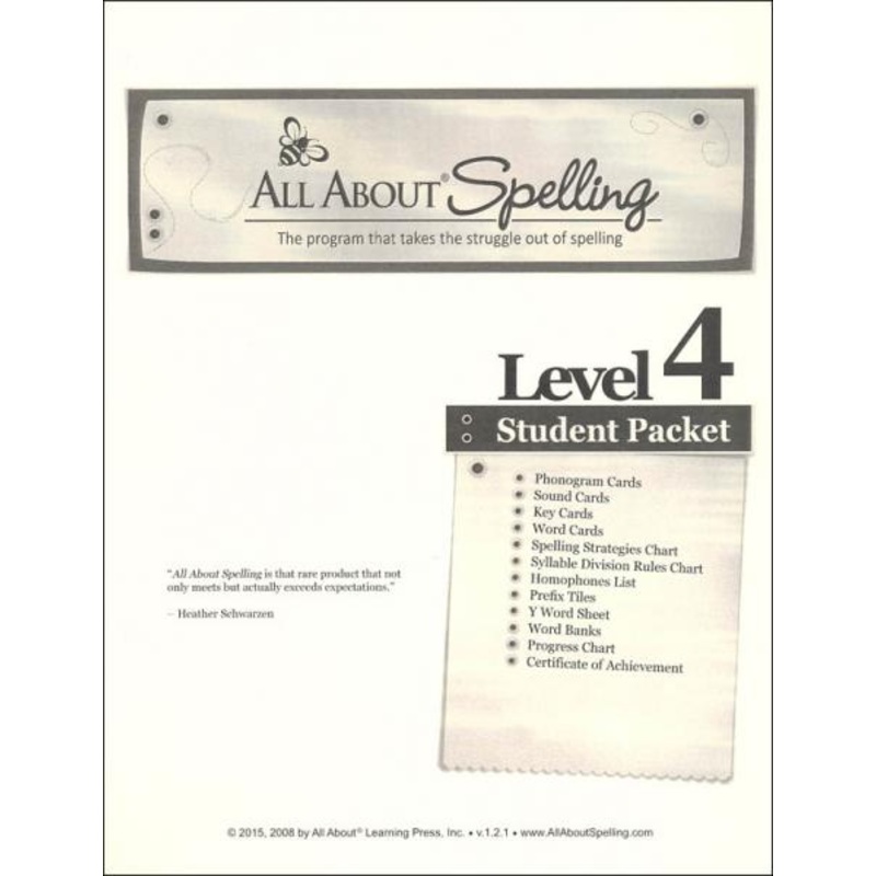 ALL ABOUT SPELLING LEVEL 4 STUDENT PACKET