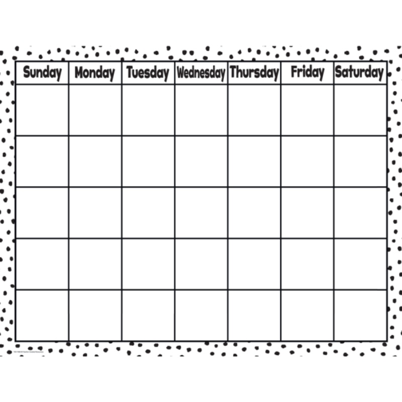 CALENDAR CHART: BLACK PAINTED DOTS ON WHITE