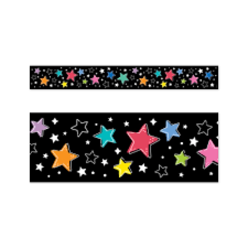 BORDER: COLORFUL STARS ON BLACK